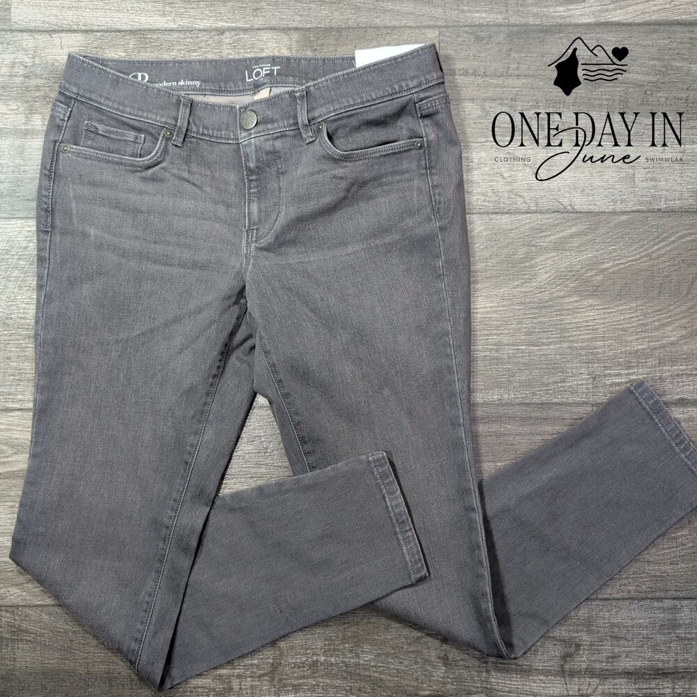Loft Petite Modern Skinny Jeans Gray Denim NWT Size 6P